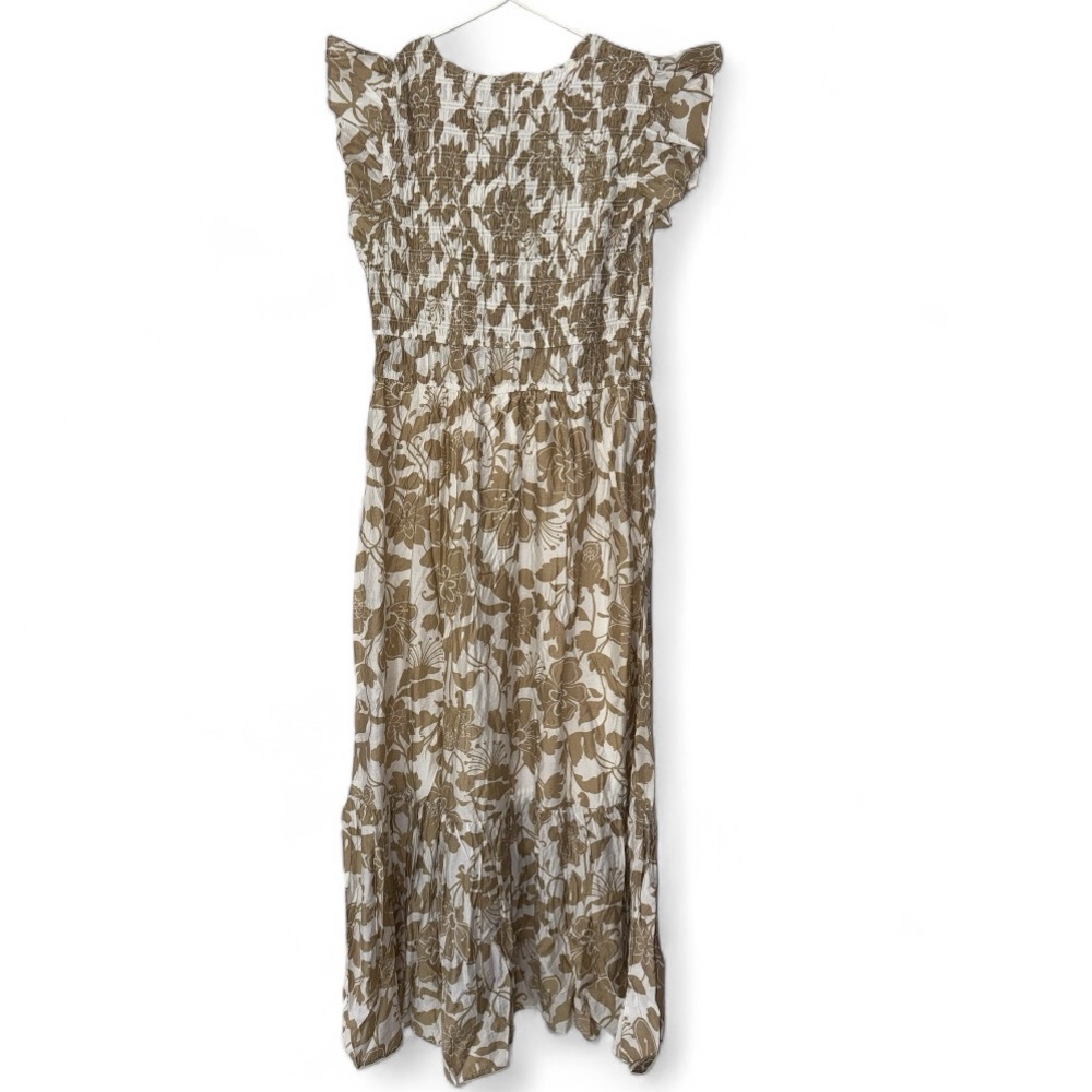 August Sky neutral colors Floral Maxi Dress Sleeveless Boho Cottagecore Size L - Picture 3 of 8